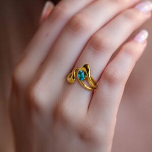 EROS Ring Anti-Tarnish Leaf Inspired Solitaire (Adjustable Size)