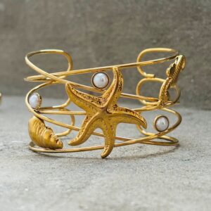 EROS Bracelet Anti-Tarnish Coral Branch Wide Cuff (Adjustable Size)