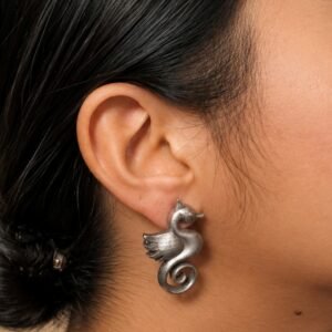 EROS - Silver Seahorse Statement Earrings