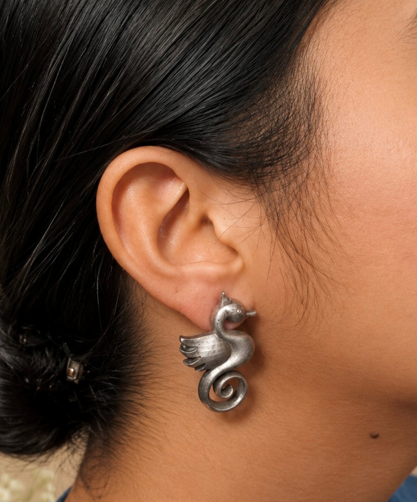 EROS - Silver Seahorse Statement Earrings