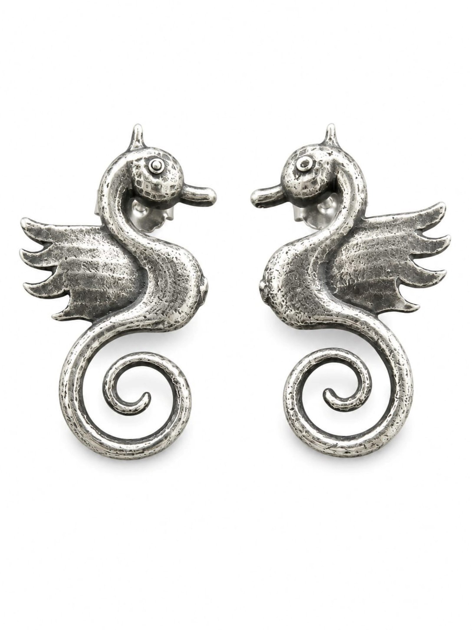 EROS - Silver Seahorse Statement Earrings