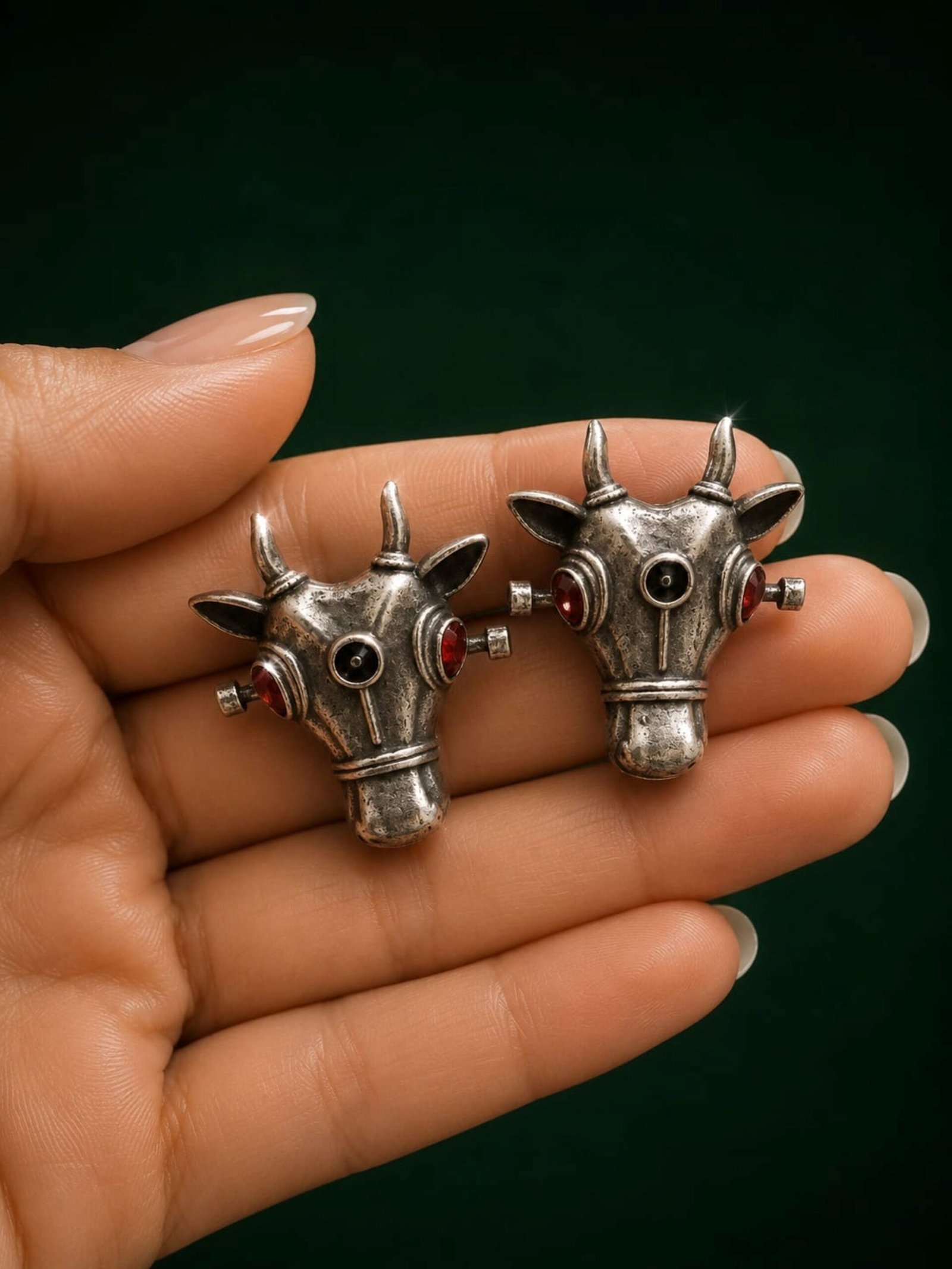 EROS - Oxidised Bull Stud Earrings