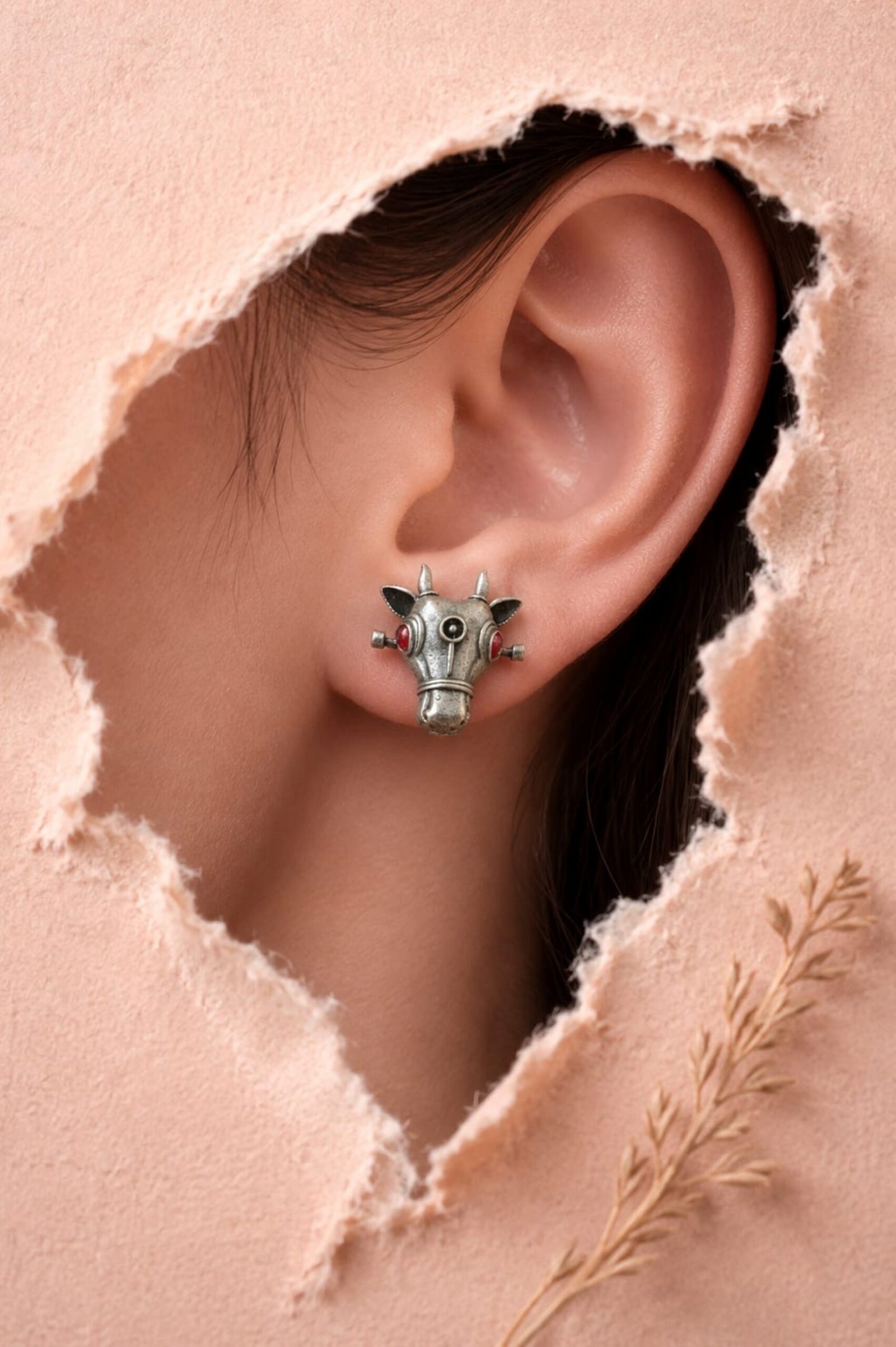 EROS - Oxidised Bull Stud Earrings