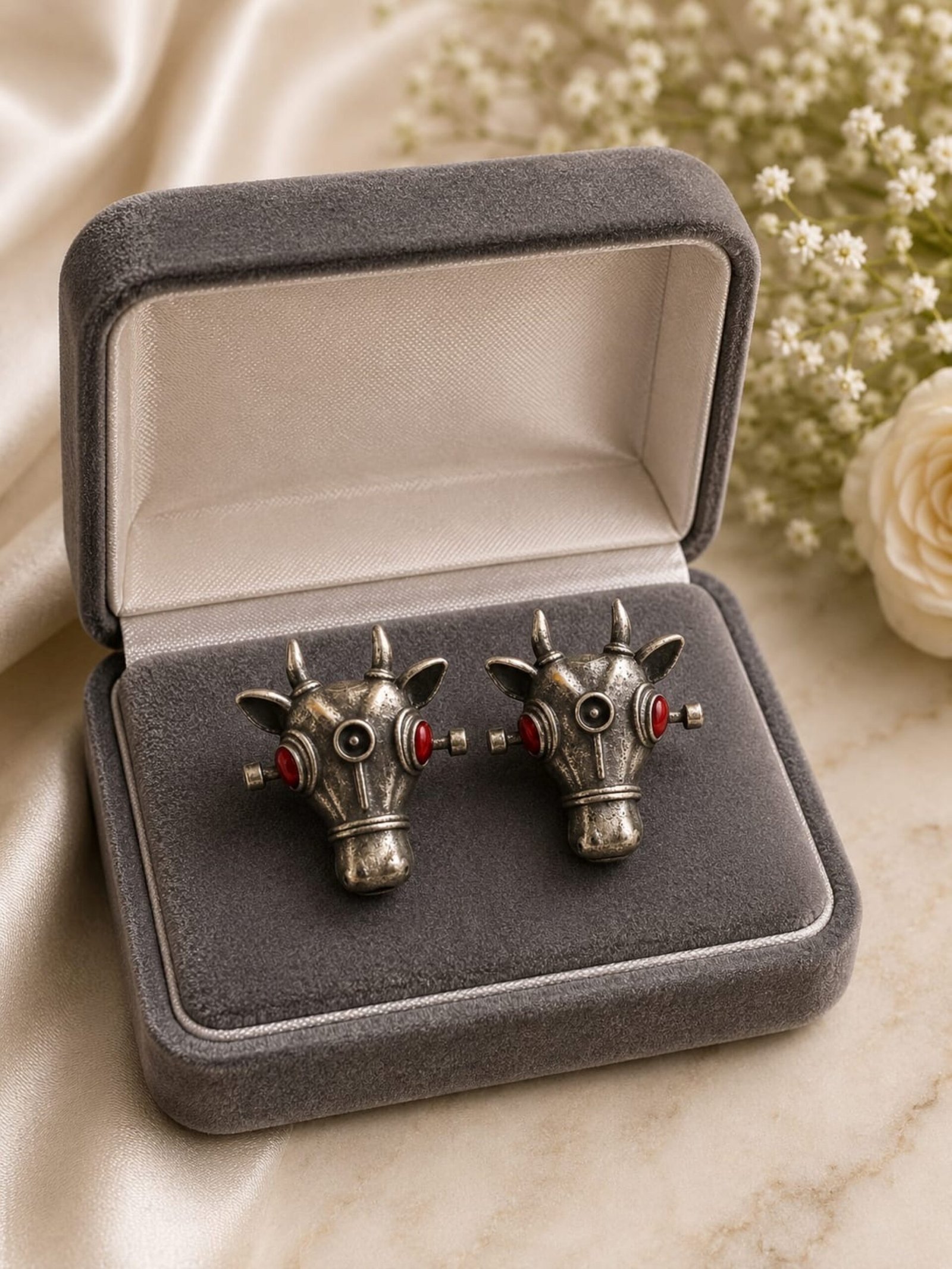 EROS - Oxidised Bull Stud Earrings