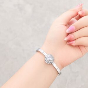 EROS – Crystal Bloom Silver Cuff Bracelet