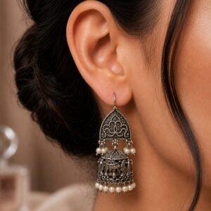 EROS – Oxidised Pearl Chandbali Earrings