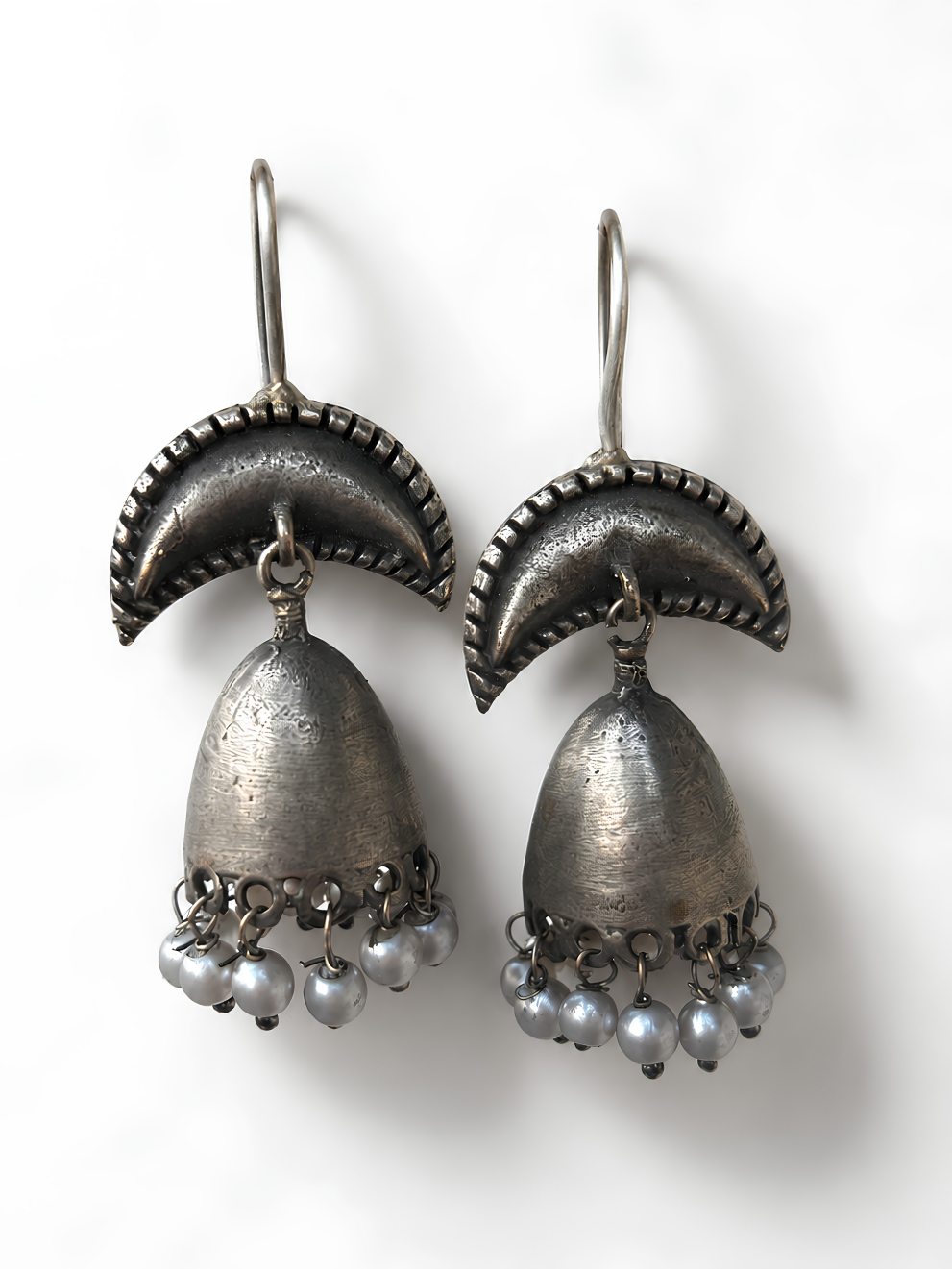 EROS - Oxidised Pearl Jhumka Earrings