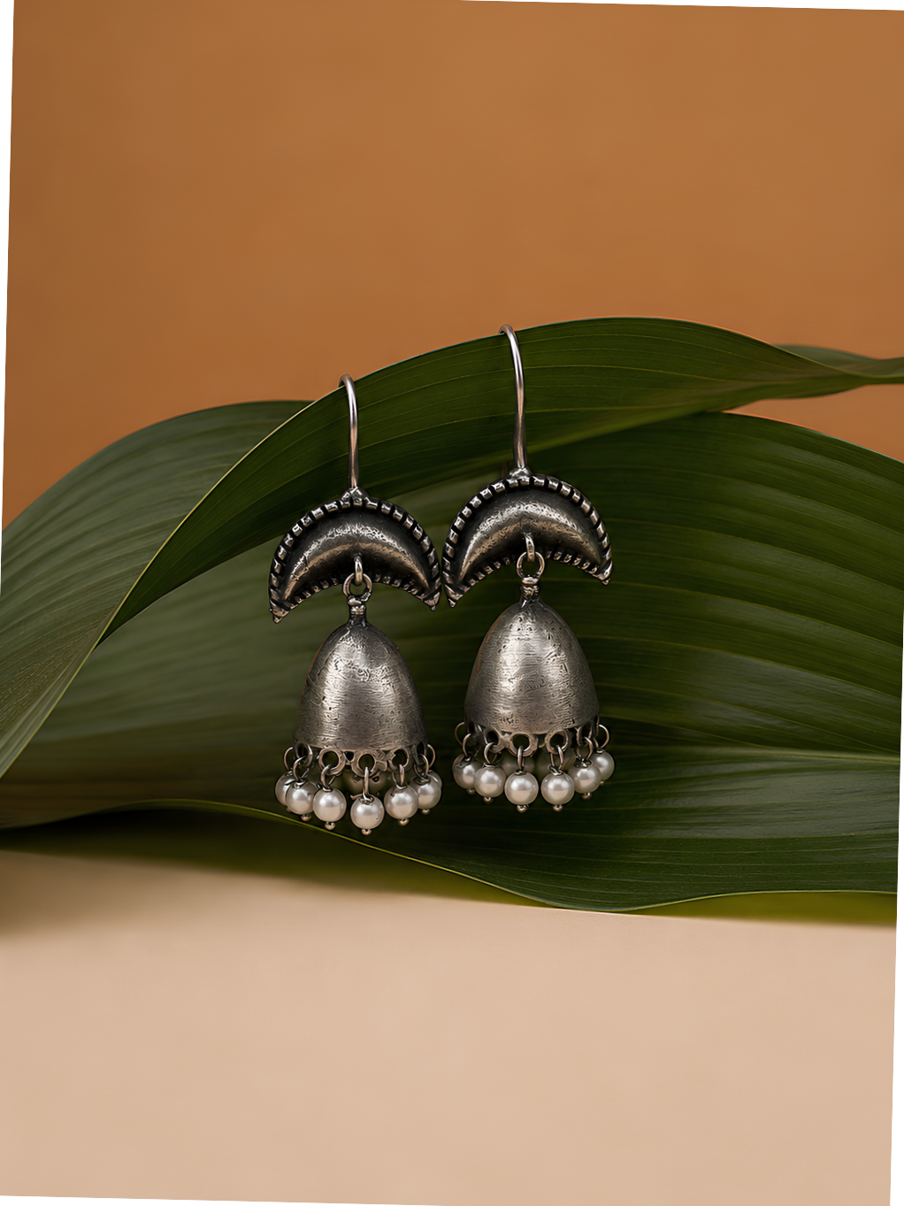 EROS - Oxidised Pearl Jhumka Earrings