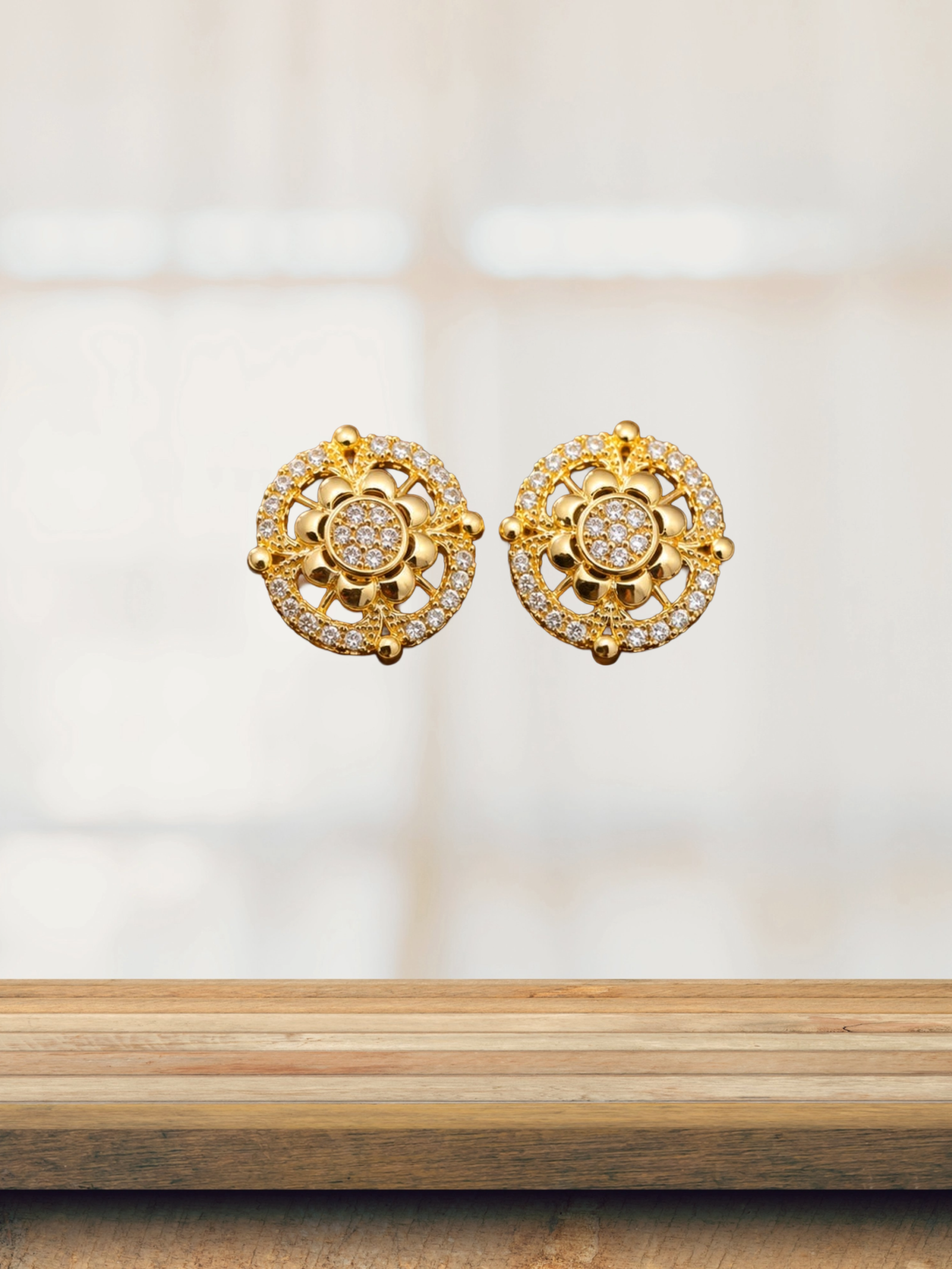 EROS - Golden Floral Crystal Stud Earrings