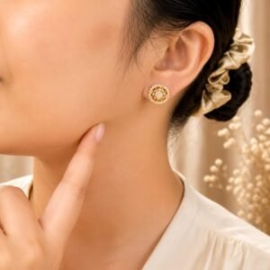 EROS – Golden Floral Crystal Stud Earrings