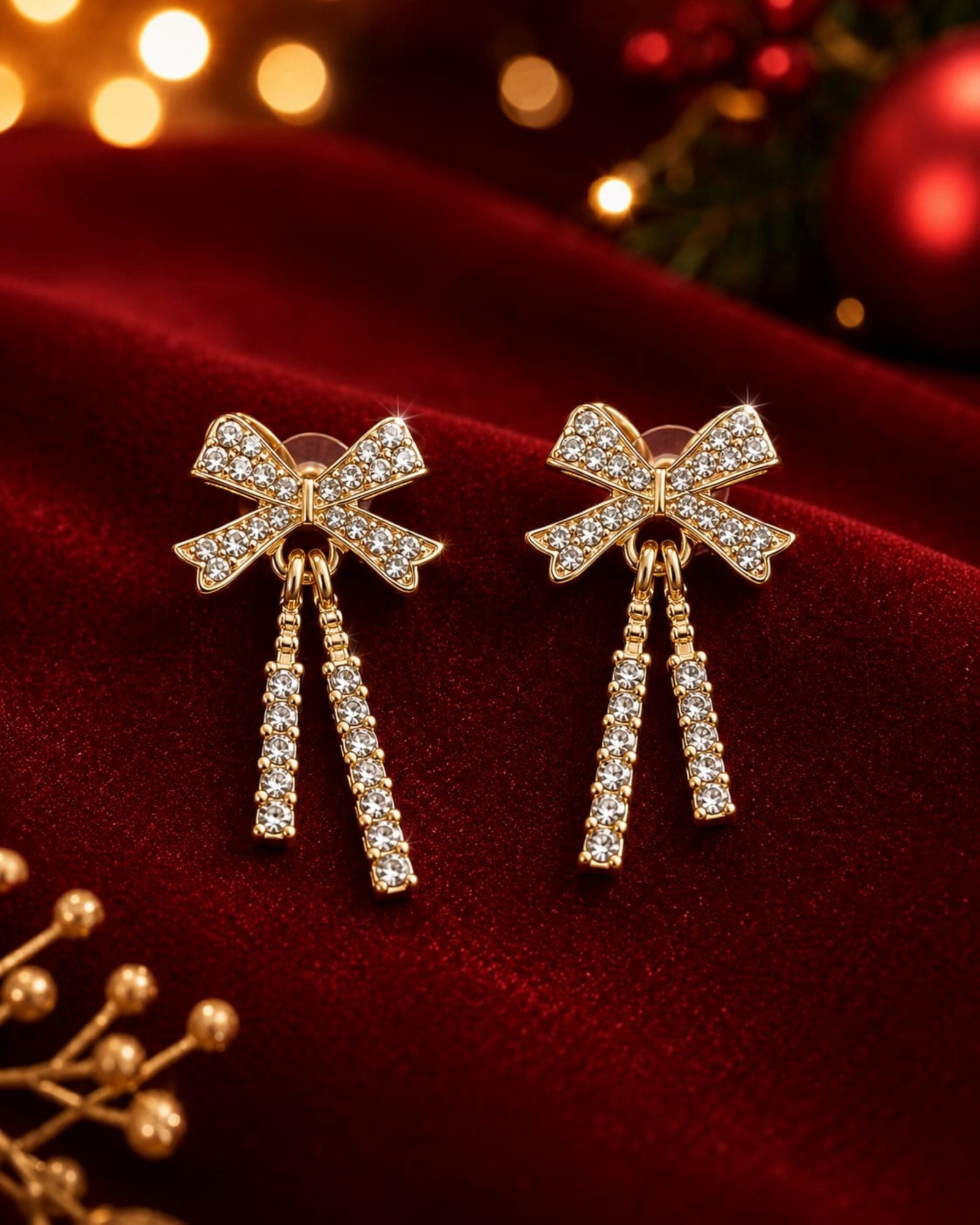 EROS - Crystal Bow Drop Earrings