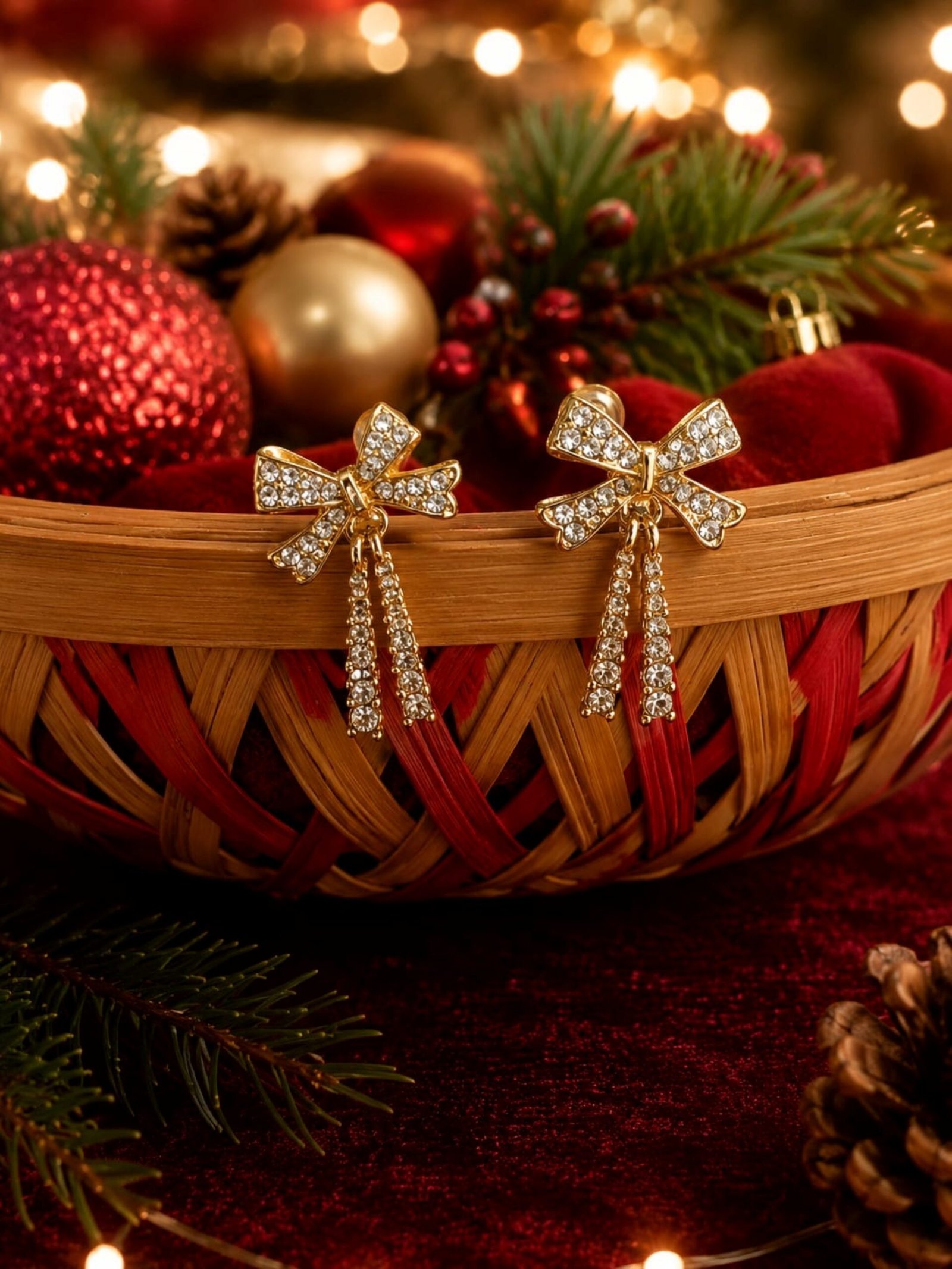 EROS - Crystal Bow Drop Earrings