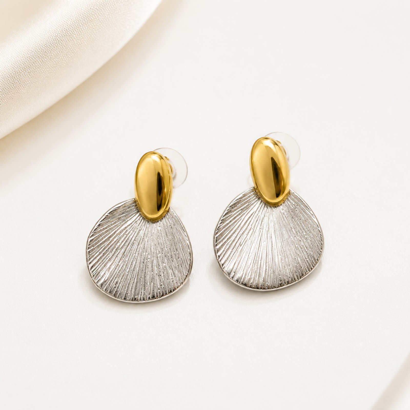 EROS - Golden & Silver Shell Drop Earrings