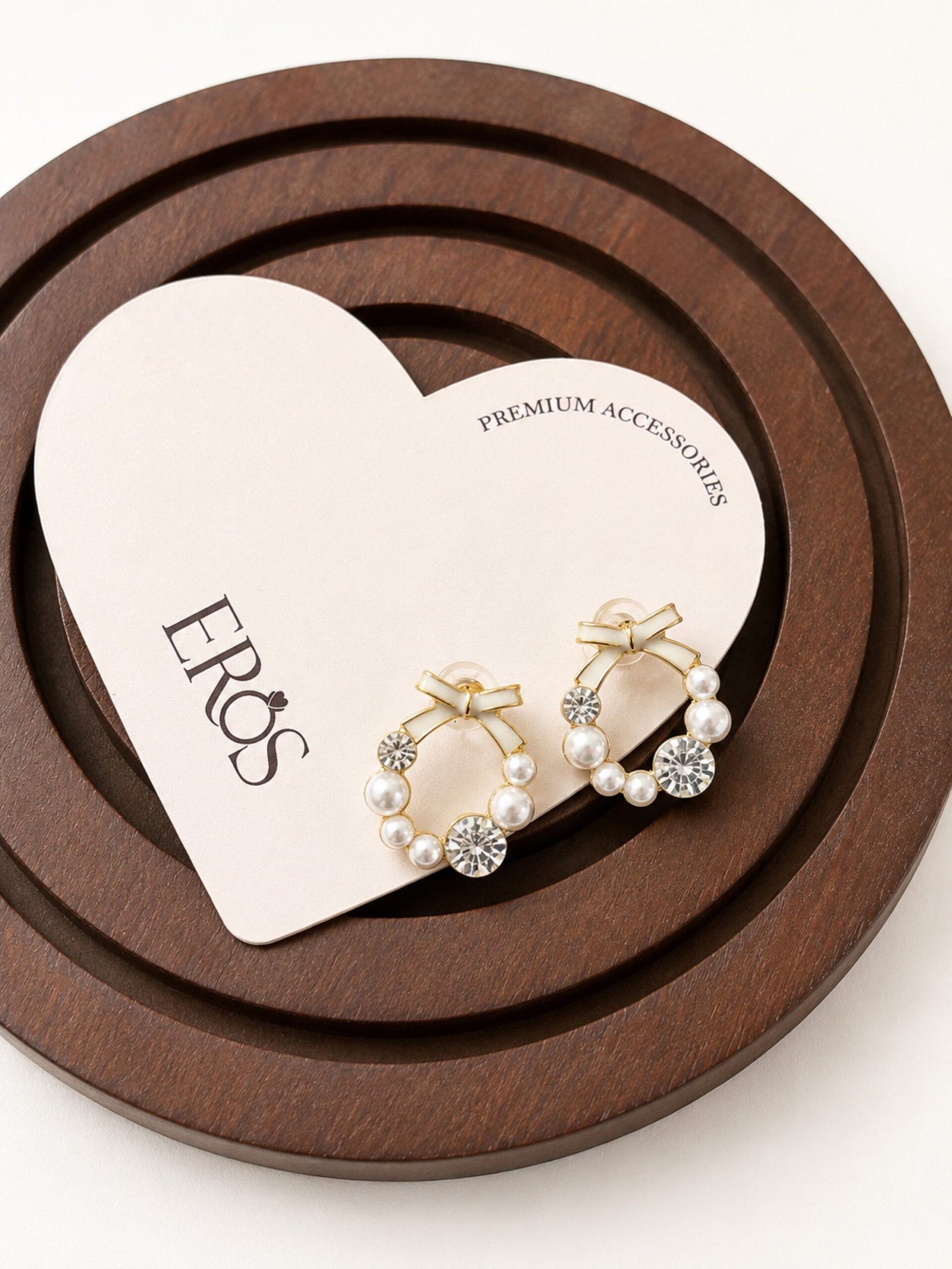 EROS - Golden Pearl Circle Stud Earrings