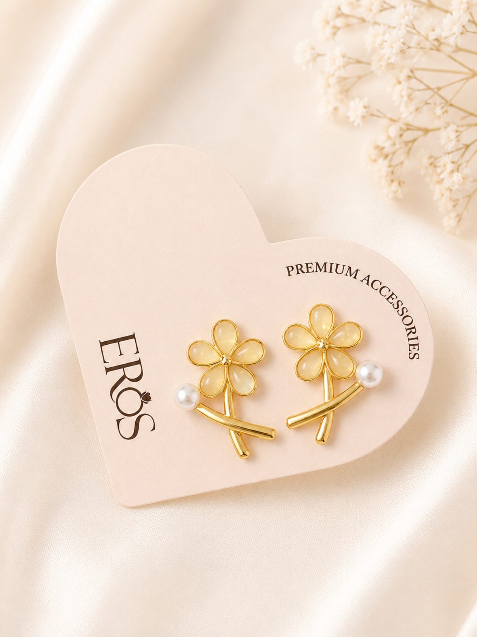 EROS - Golden Blossom Pearl Stud Earrings