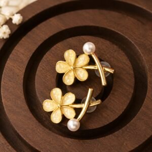 EROS - Golden Blossom Pearl Stud Earrings
