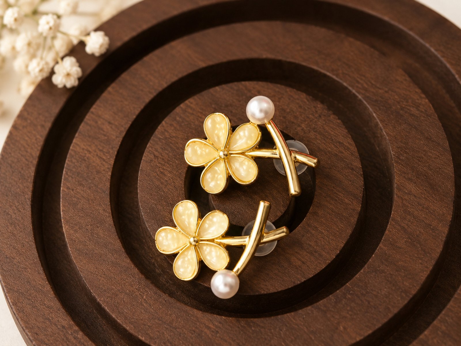 EROS - Golden Blossom Pearl Stud Earrings