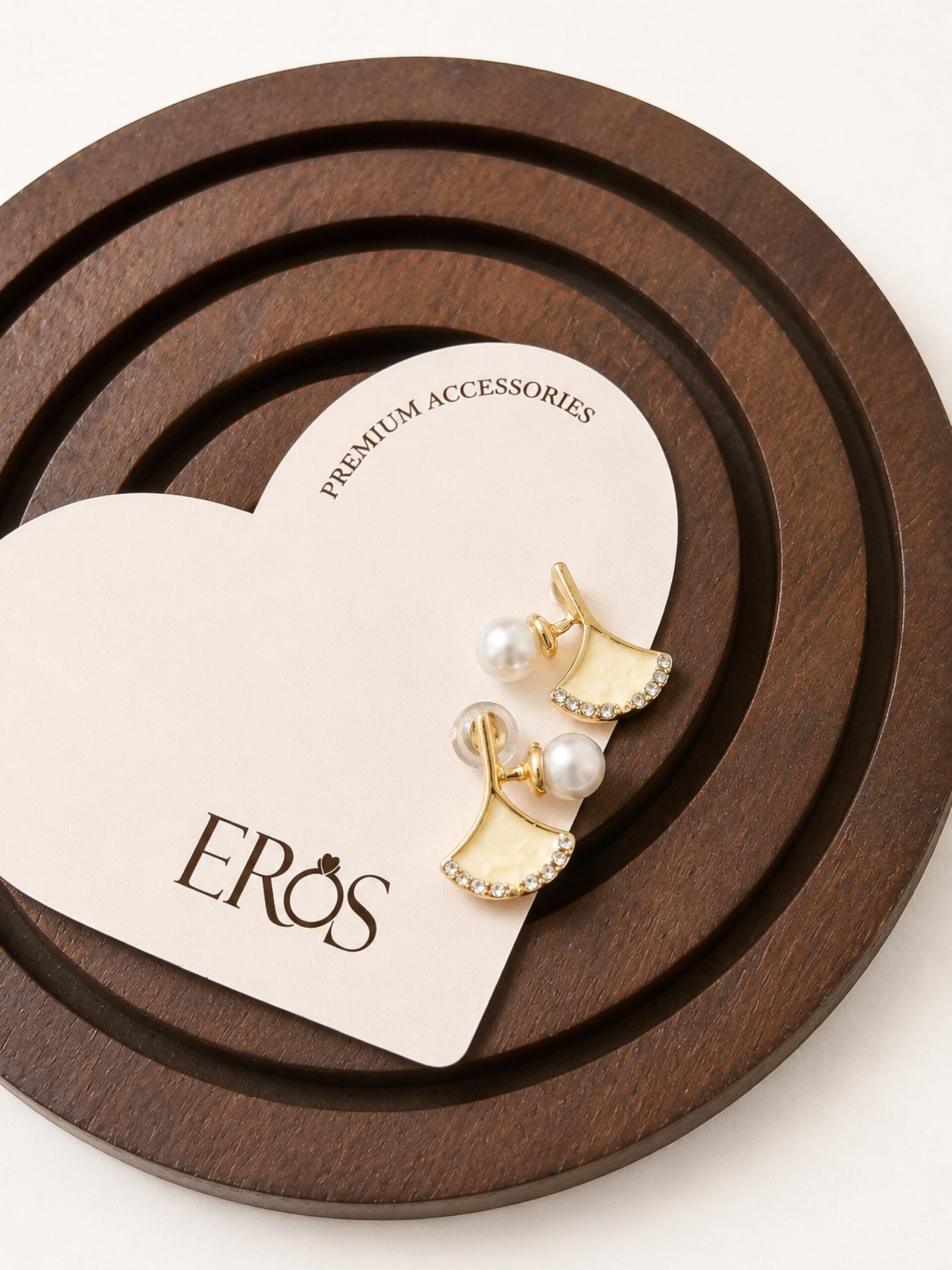 EROS - Golden Pearl Fan Stud Earrings
