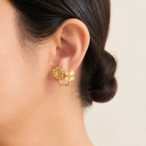 EROS – Golden Floral Crystal Hoop Earrings