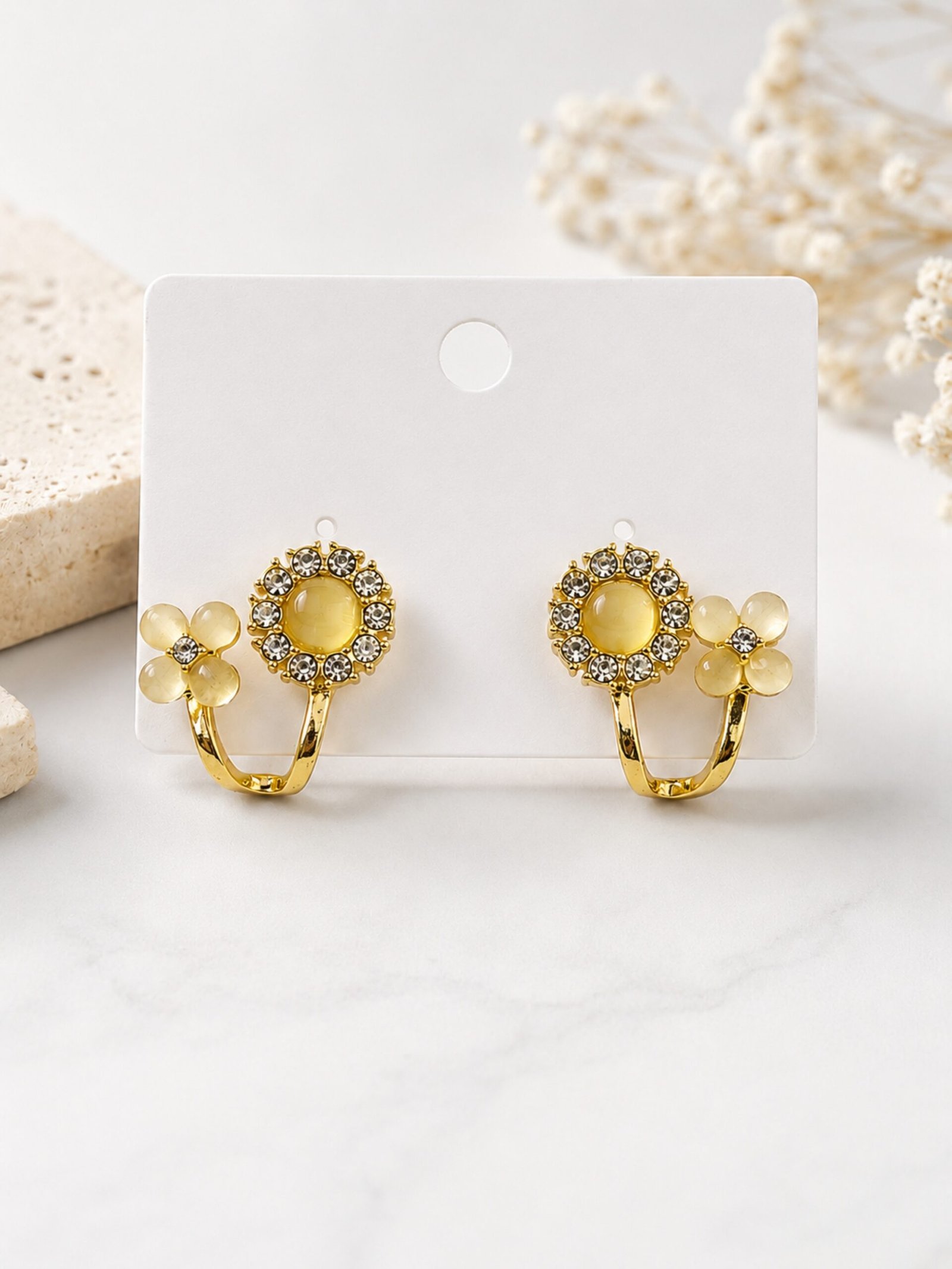 EROS - Golden Floral Crystal Hoop Earrings
