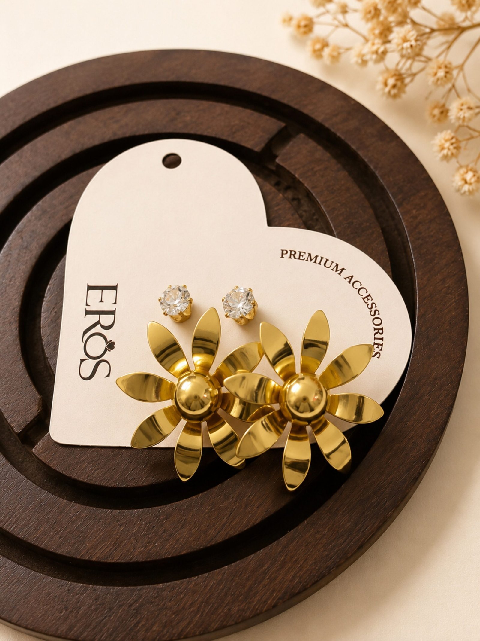 EROS - Golden Sunflower Stud Earrings
