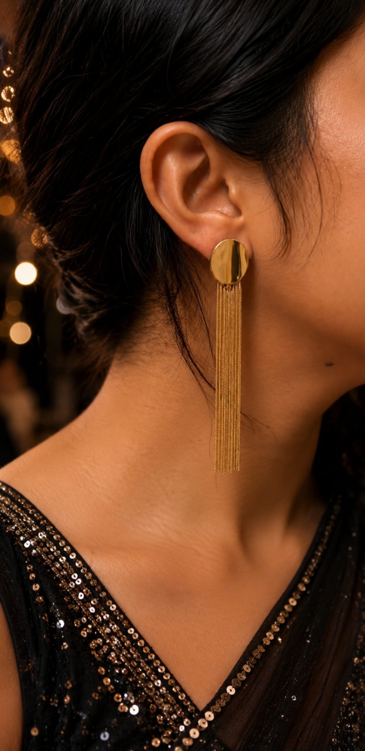 EROS - Golden Tassel Drop Earrings