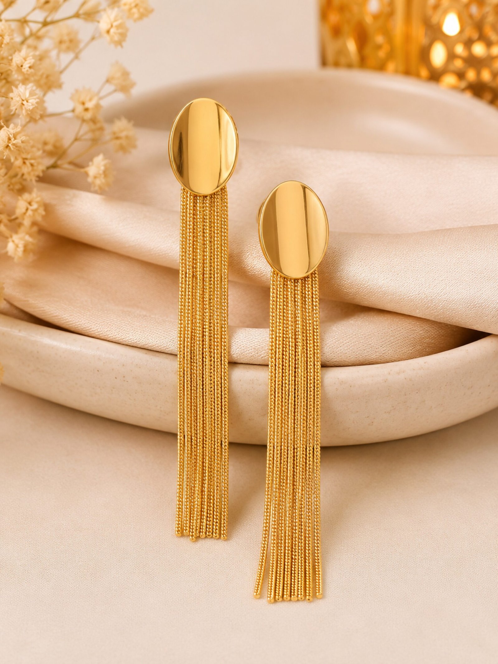EROS - Golden Tassel Drop Earrings
