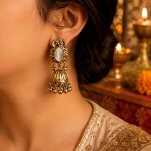 EROS - Antique Owl Pearl Jhumka Earrings
