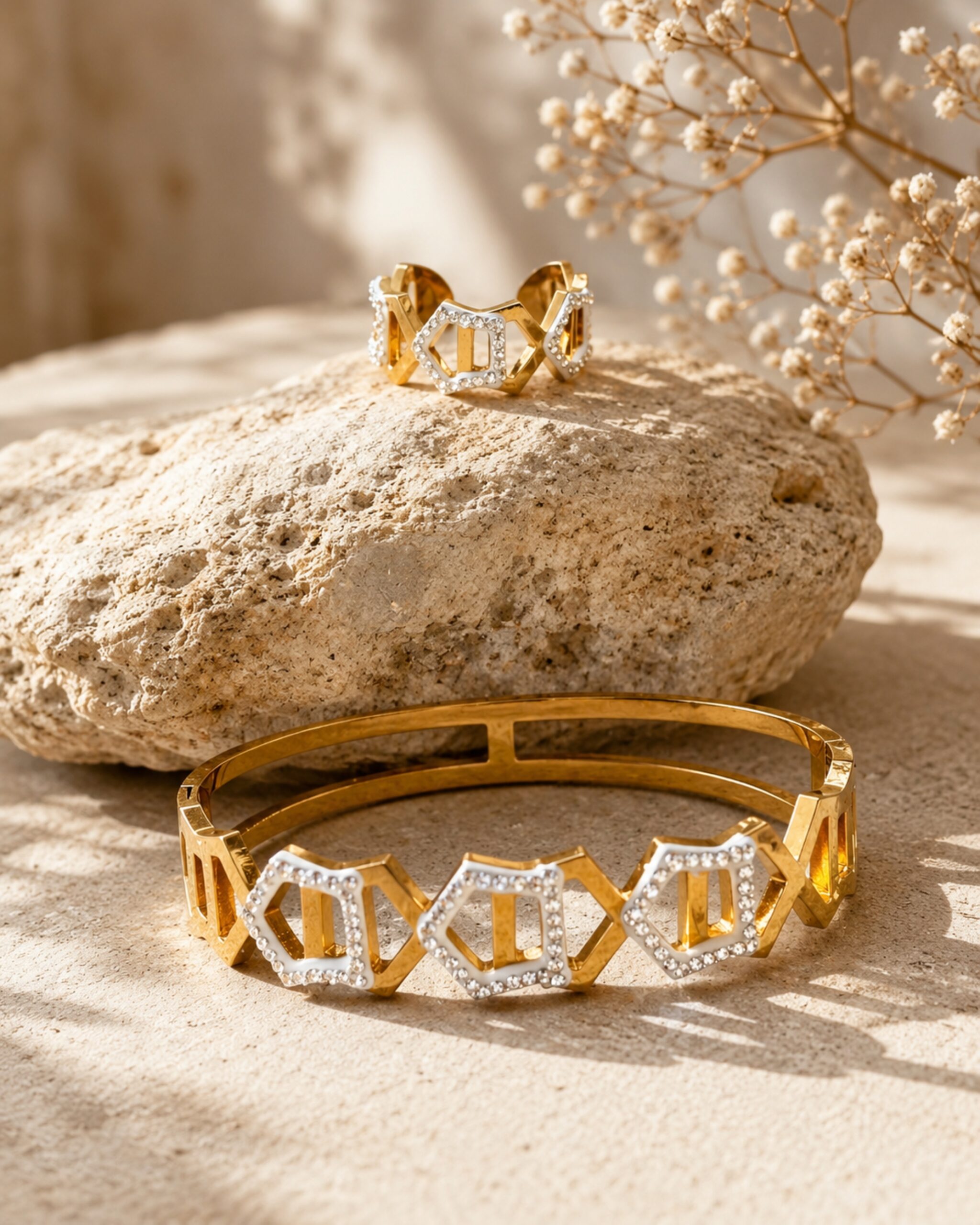 EROS - Aurora Hexa Crystal Bracelet & Ring Set