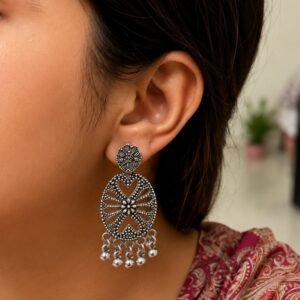 EROS - Oxidised Circular Chandbali Earrings