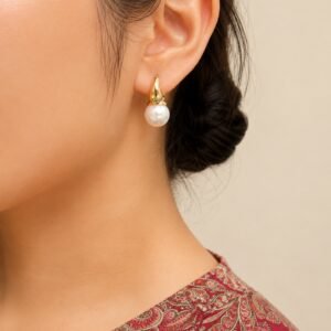 EROS – Golden Pearl Hoop Earrings
