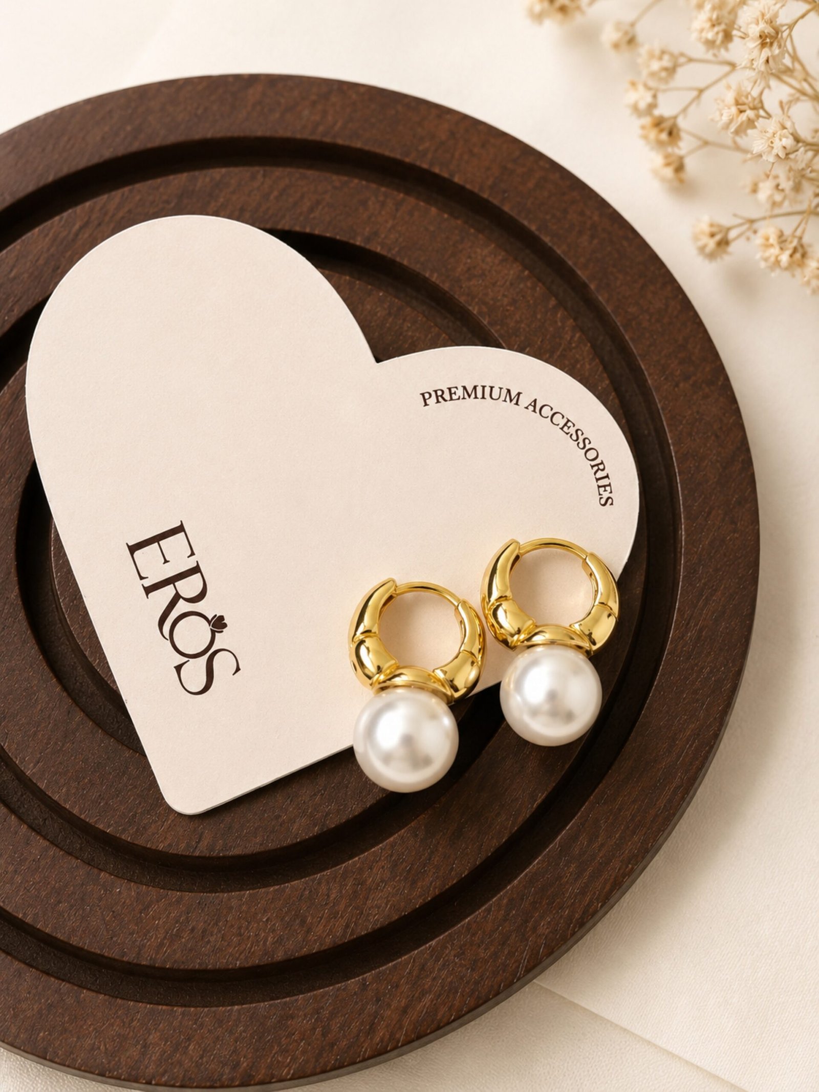 EROS - Golden Pearl Hoop Earrings