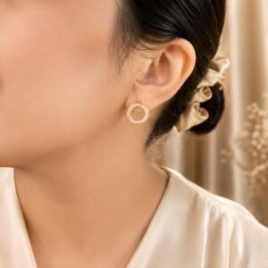 EROS – Golden Crystal Circle Stud Earrings