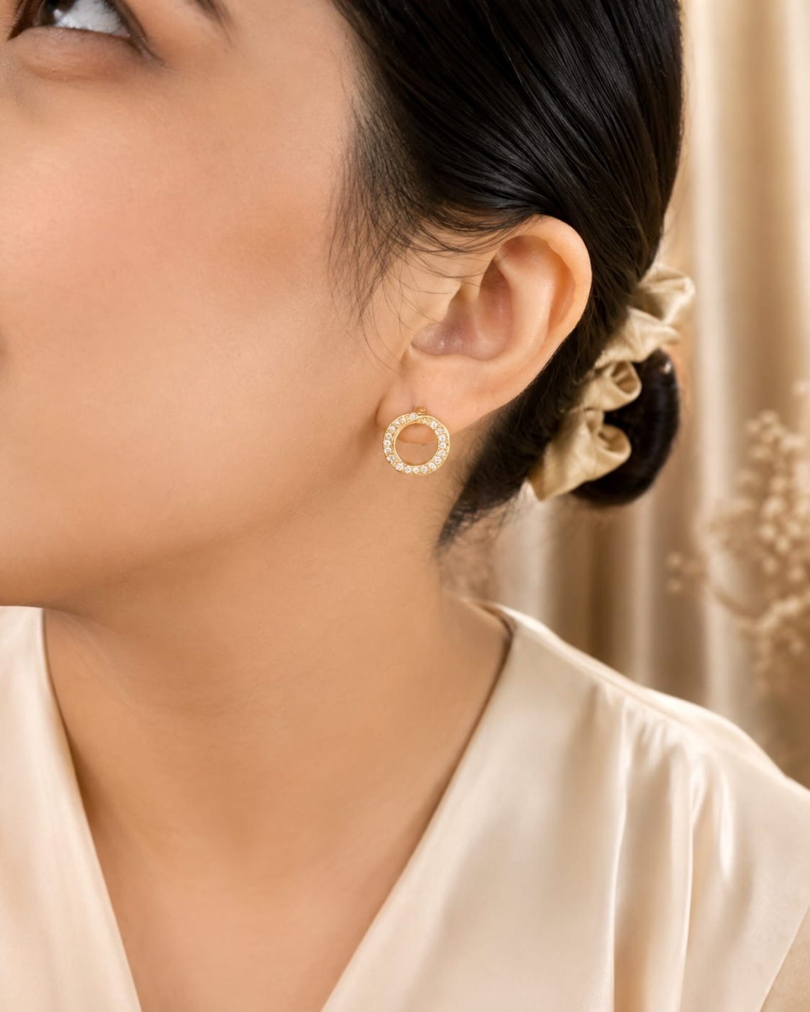 EROS - Golden Crystal Circle Stud Earrings
