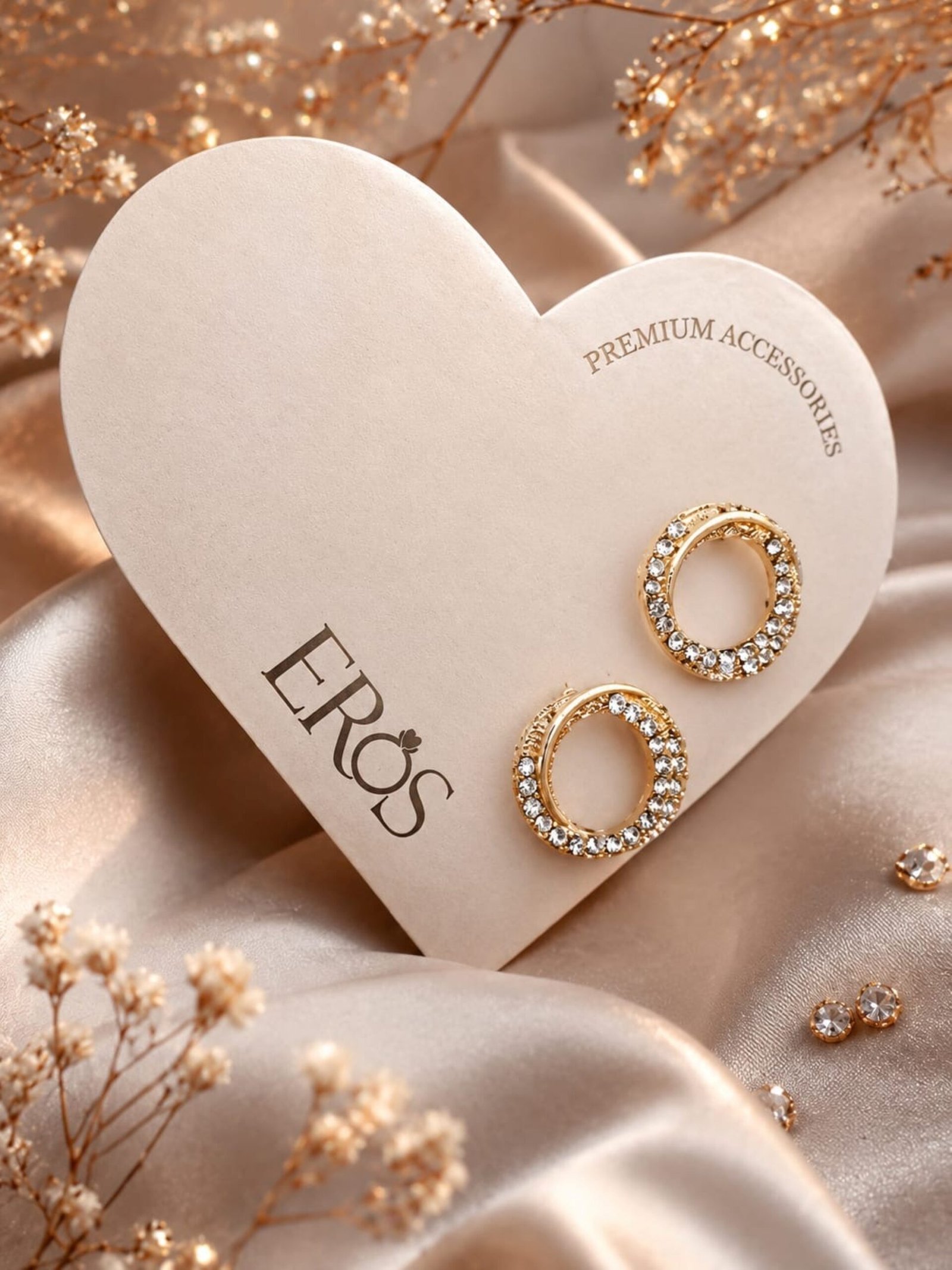 EROS - Golden Crystal Circle Stud Earrings