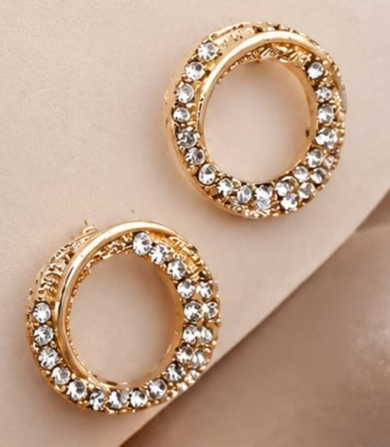 EROS - Golden Crystal Circle Stud Earrings