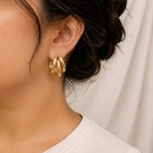 EROS – Golden Twisted Hoop Earrings
