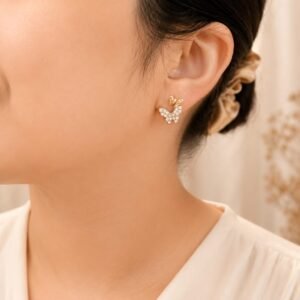 EROS – Golden Crystal Butterfly Stud Earrings