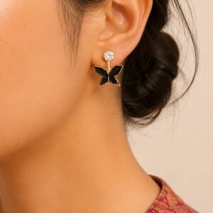 EROS – Golden Black Butterfly Stud Earrings