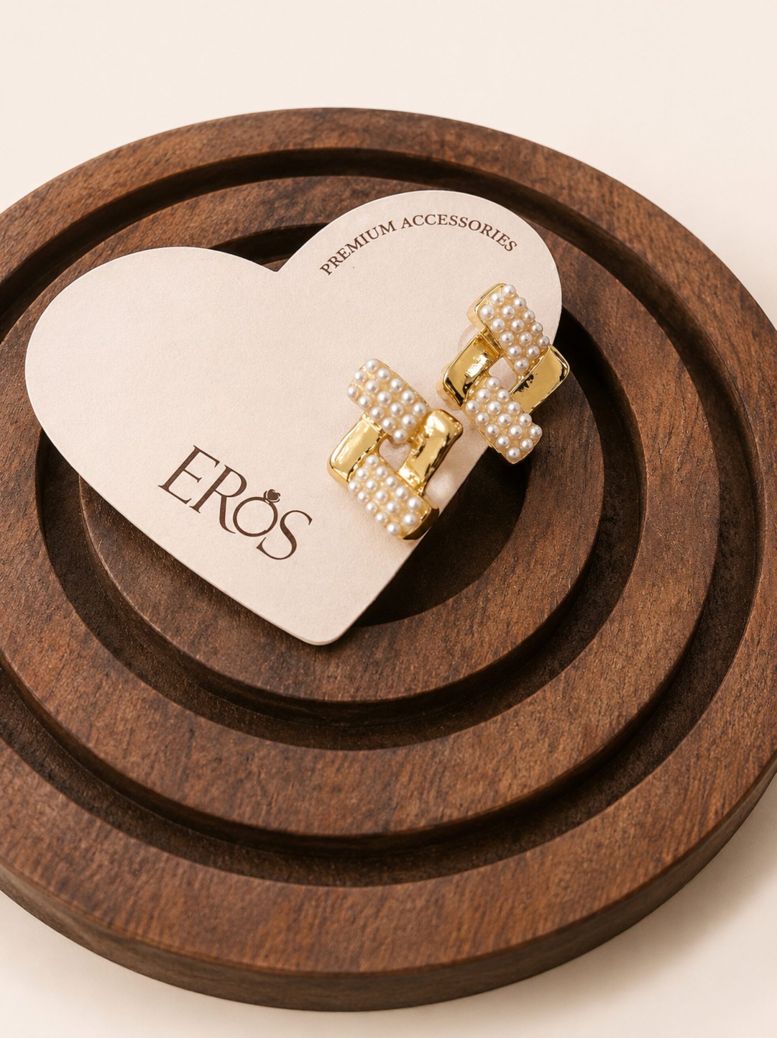 EROS - Golden Pearl Link Stud Earrings