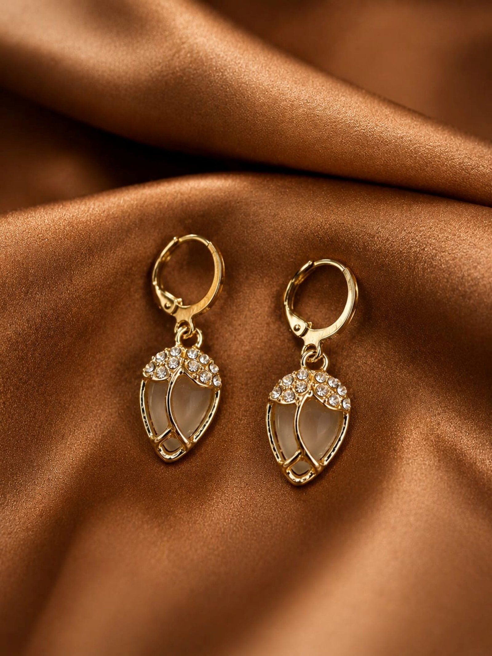 EROS - Golden Blossom Crystal Hoops Earrings
