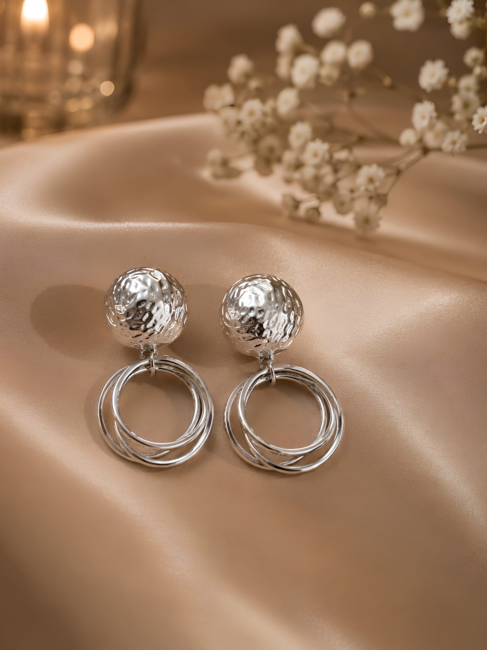 EROS - Silver Orbit Drops Statement Earrings