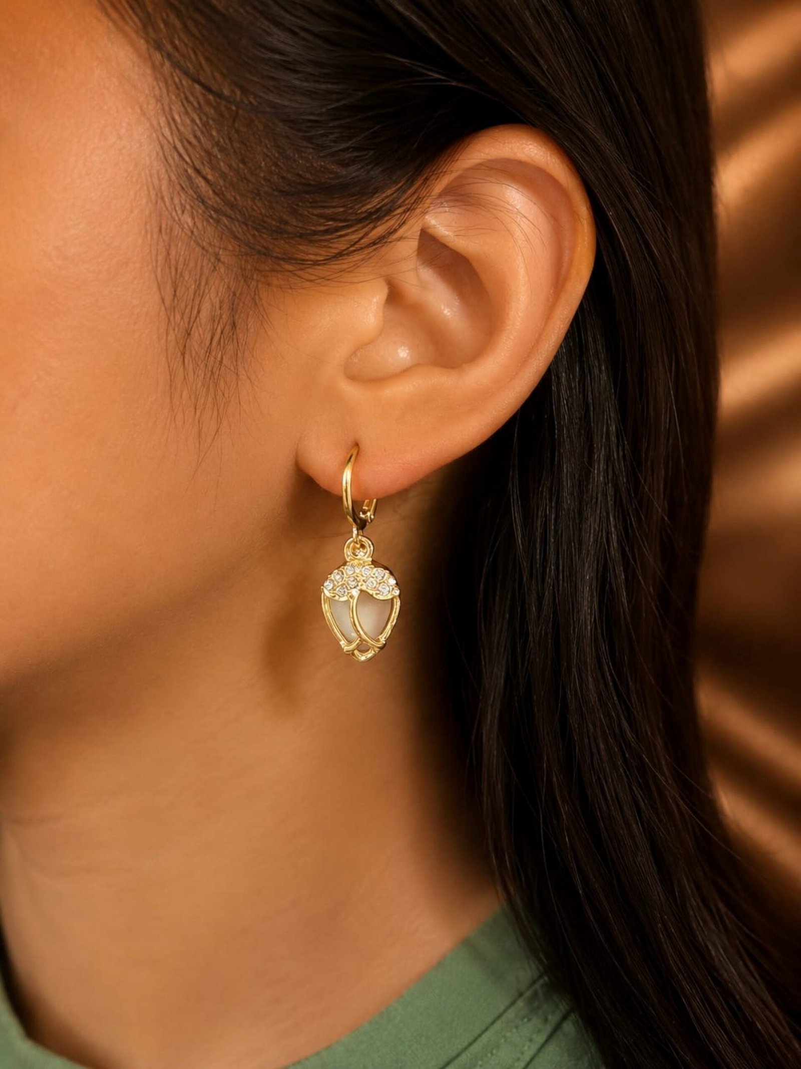 EROS - Golden Blossom Crystal Hoops Earrings